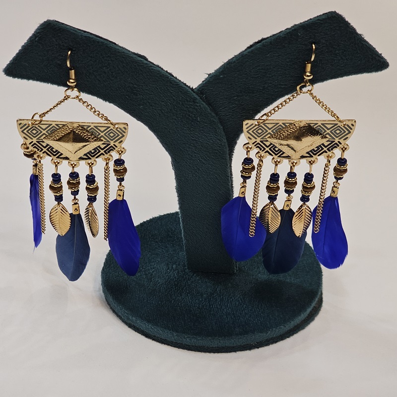 Hanging Metal Feather Earring