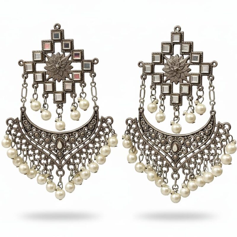 Oxidised Rajwada Style Earrings